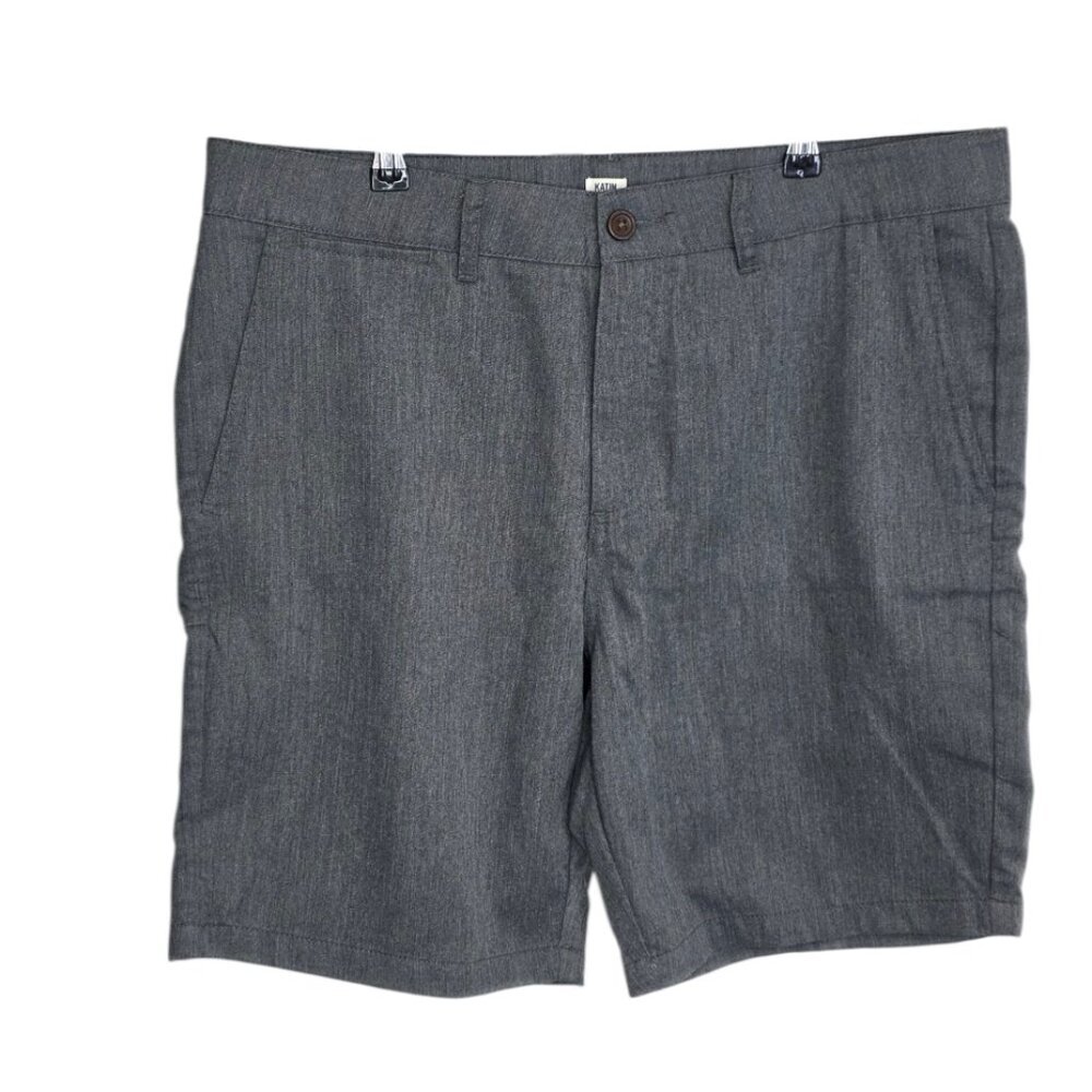 Katin Men's Chino Shorts, Grey, Flat Front, Outdoor, Classic, Zip Fly, Size 36
